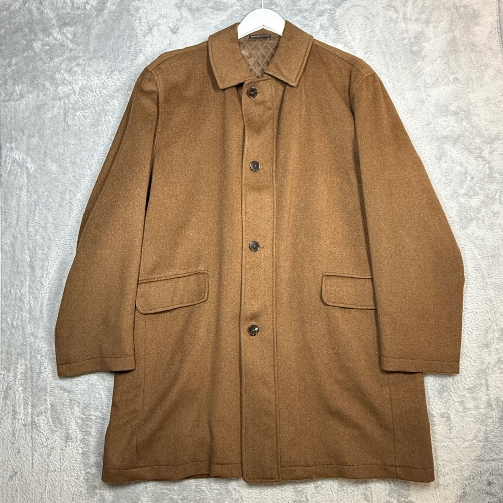 Vintage Marshall Field's Overcoat Mens 42 Brown Wool Blend Soft Car Coat 90s